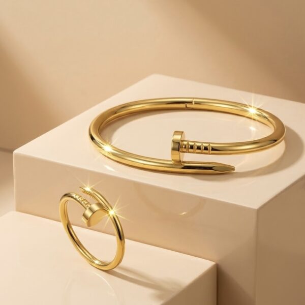 Nail Cuff Bangle & Ring Set